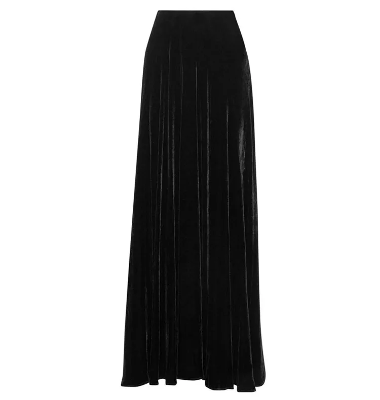 KoHuiJoo для женщин осень зима макси длинные бархатные юбки размера плюс стиль Свободные Твердые линии лодыжки длина юбка женская уличная одежда