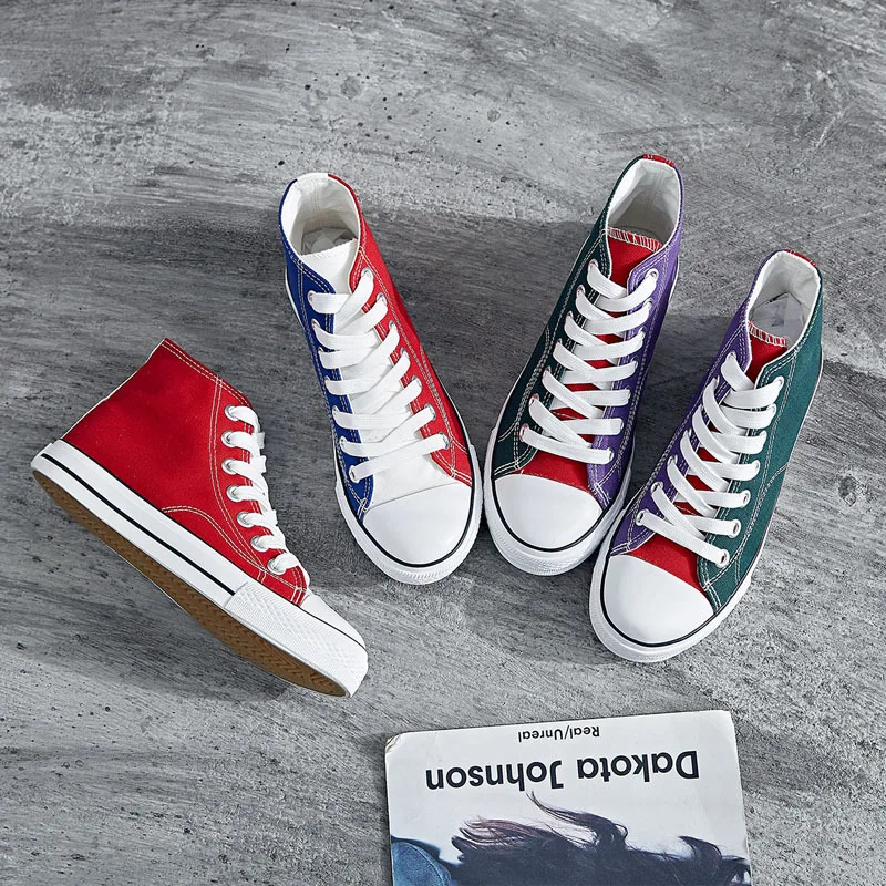 JINBEILEE Couple High-top Skateboard Shoes Men and Women Casual Sports Color Matching Large Size Women Canvas Shoes JINBEILEE Couple High-top Skateboard Shoes Men and Women Casual Sports Color Matching Large Size Women Canvas Shoes