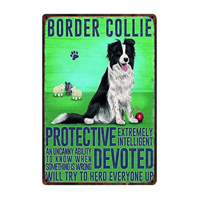 [WellCraft] Pet для собачек Мопсов Dachshund Border Collie Greyhound металлический знак плакаты