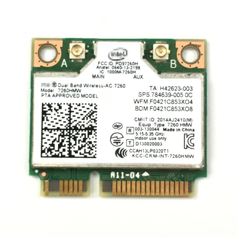 Ntel двухдиапазонный беспроводной-AC 7260 7260HMW 7260AC 7260 HMWAC half Mini PCI-e bluetooth беспроводной wifi 867 M+ 4.0BT