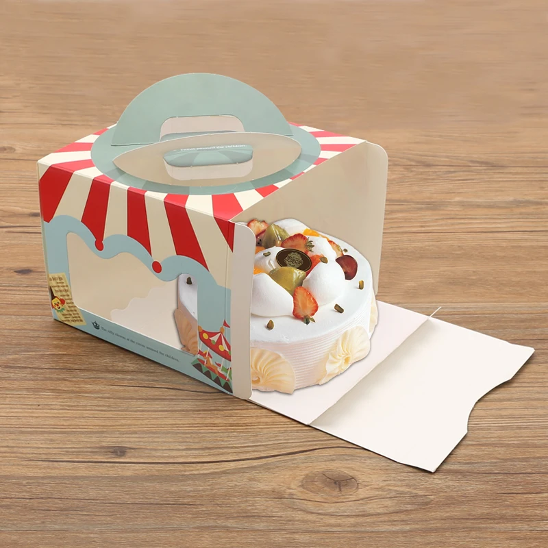 50pcs/lot Circus Series Portable Cake Box, Window Paper