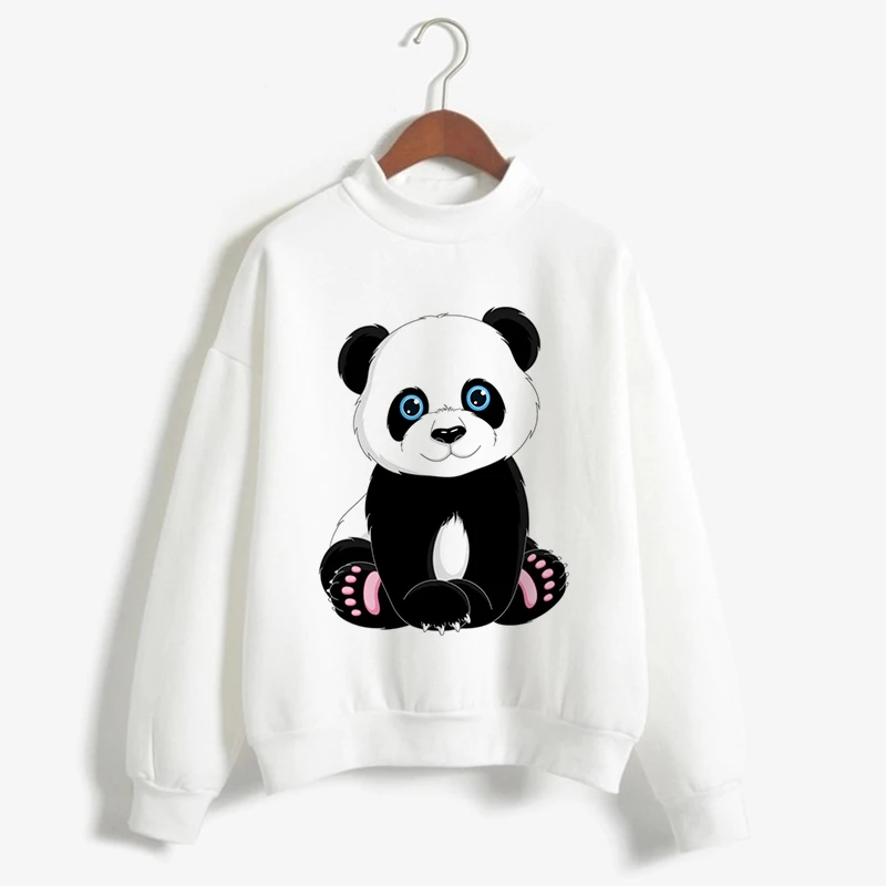 Повседневные Kawaii Panda Kpop толстовки Женская одежда с животным графическим принтом Harajuku с длинным рукавом Осенний пуловер Топы Футболки