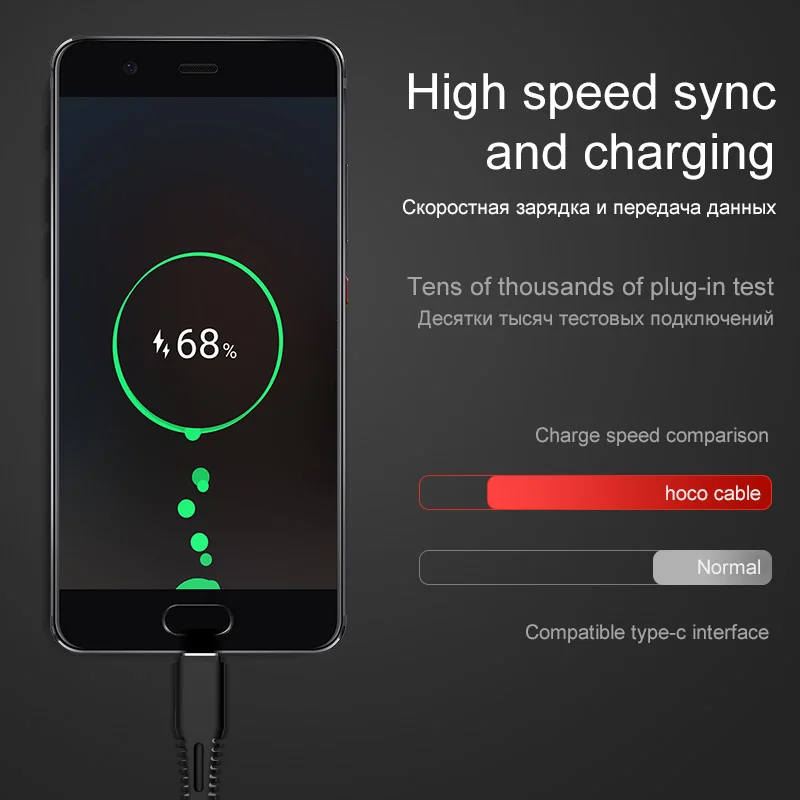HOCO 5А кабель для быстрой зарядки usb type-C для huawei mate 10 9 P10 зарядный кабель для QC 3,0 зарядное устройство USB C type-C кабель