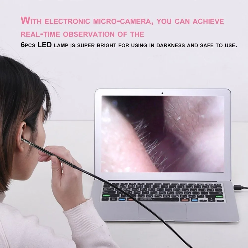 Международная упаковка) USB Ear Cleaning Endoscope HD визуальная ложка многофункциональная с камерой светящаяся Ушная Ухо Уход за ушами