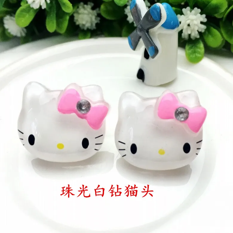 

19*20MM 50pcs Cute Resin Glitter Hello Kitty Hotpink/Pink Bow Cabochon Flatbacks for DIY Hair Bow Center Scrapbooking