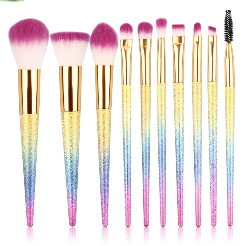 

10pcs Rainbow Flower Diamond Unicorn Makeup Brushes Set Foundation Blending Powder Eye Face Cosmetic Beauty Make Up maquillaje