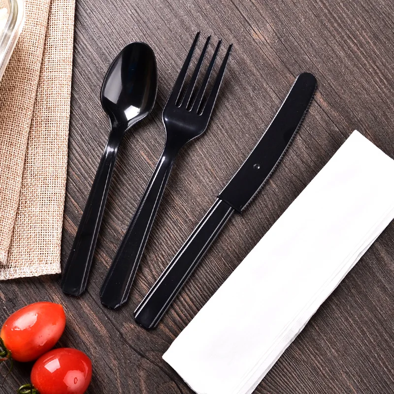 100lot High quality plastic tableware sets, food knife and fork, spoon assembly, party picnic