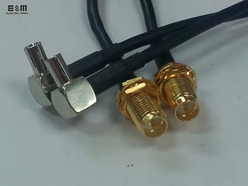 

E&M 2pcs 30cm TS9 Male Plug Right Angle to SMA Female Jack Cable Radio Frequency Test Connecting Line Extended Cable Gold Plated