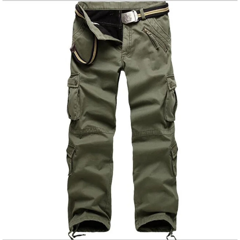  Men's Warm Winter Cargo Pants Casual Mens Pant Multi Pocket Military Overall Men Outdoors Trousers 