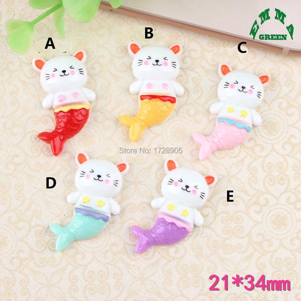 

Cartoon Mermaid Resin Cabochons 10 pcs 34 mm Cute DIY Accessories Finding for Phone Decoration, Crafts Making DIY