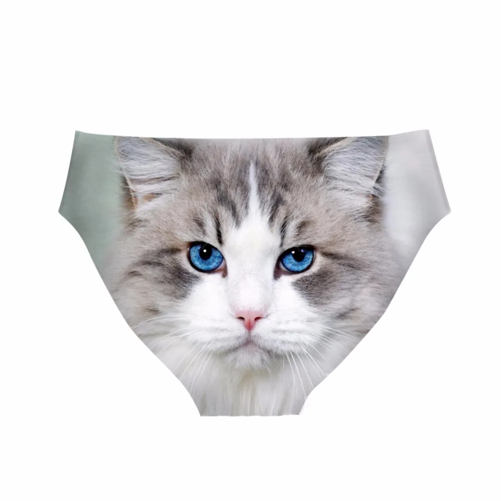 FORUDESIGNS женские бесшовные трусики с милым котом и 3D принтом модные в виде животных
