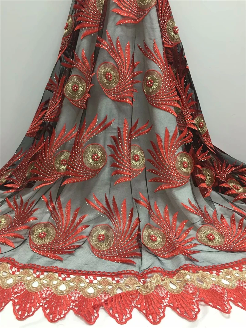 Esewing Red Black Nigerian French Lace Fabrics 2018 African Tulle Fabric High Quality Wedding For Dress | Дом и сад