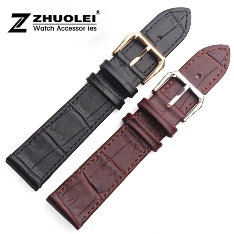 

Men's watch band Women watches Black Watch Strap Band Black Leather Gold Stainless Steel Buckle 16mm 18mm 19mm 20mm Available