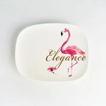 

Dishes & Plates Household ceramic plate White printing disc bird breakfast animal cake dessert Rectangle dish tableware CMX01.2
