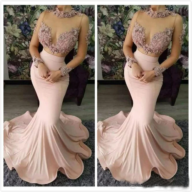 2019-lace-beaded-sexy-evening-dresses-high-neck-long-sleeves-prom-dresses-elastic-satin-formal-party-bridesmaid-pageant-gowns