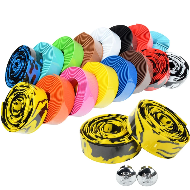 fengzong Colorful Cycling Handle Belt Bike Bicycle Cork Handlebar Tape Wrap 2 Bar Free White Black