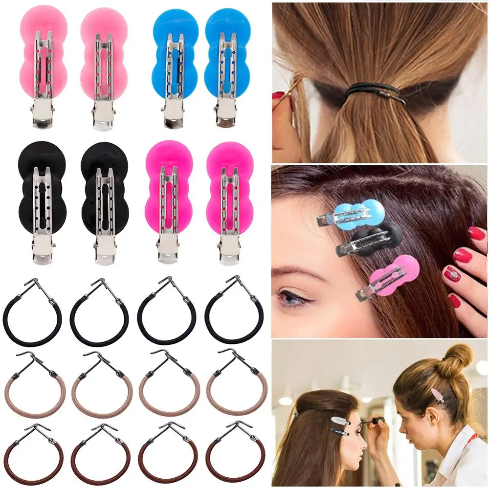 12pcs Hook Ponytail Holder Hair Clips Rubber Bands Hair Styling Tool