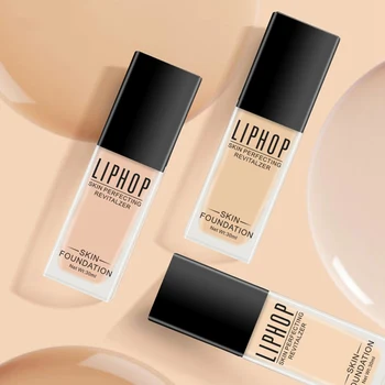 

Base Face Liquid Foundation Cream Full Coverage Concealer Oil Control Easy to Wear Soft Face Makeup Foundation