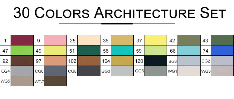 TOUCHFIVE Маркеры Ручка разноцветный набор аниме Студенческая Архитектура Дизайн интерьера эскиз алкоголь кисть художественный маркер фломастеры - Цвет: 30 Architectural Set