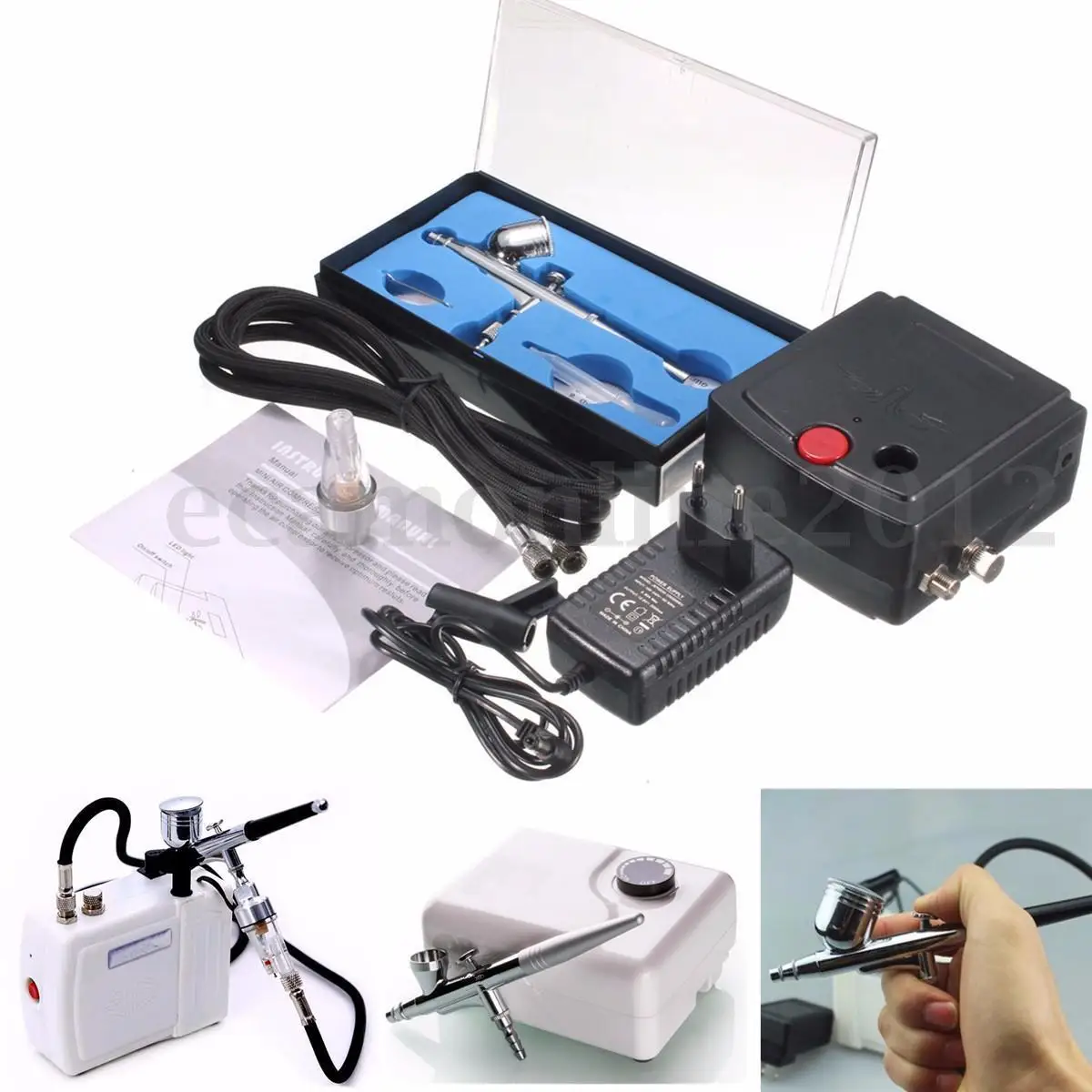 

Dual-Action Airbrush Compressor Kit Spray Air Brush Set Tattoo Nail Art Airbrush Kit Spray g un