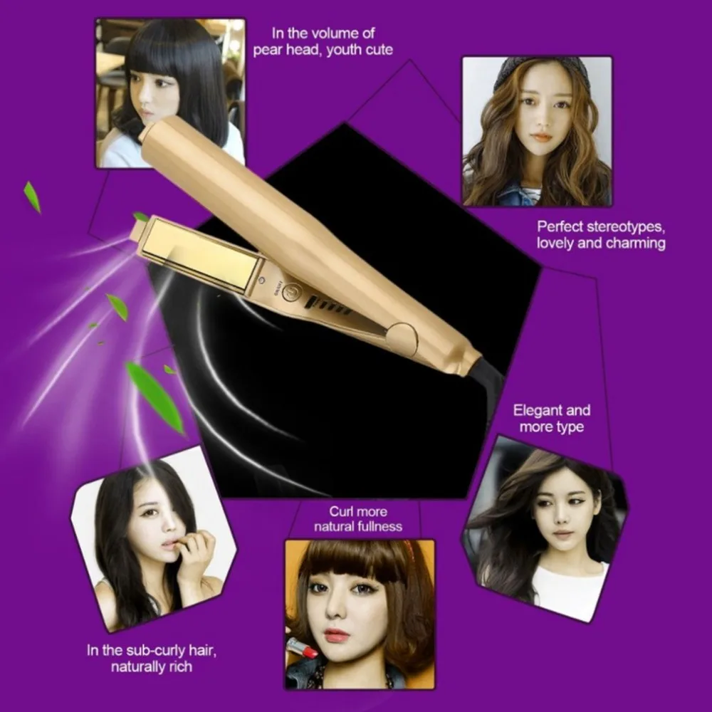 Online Pro 2 en 1 rizador de cabello rizado y alisado plancha de pelo rizador de cabello mojado y seco enchufe de EE. UU. REINO UNIDO UE AU dropshipping