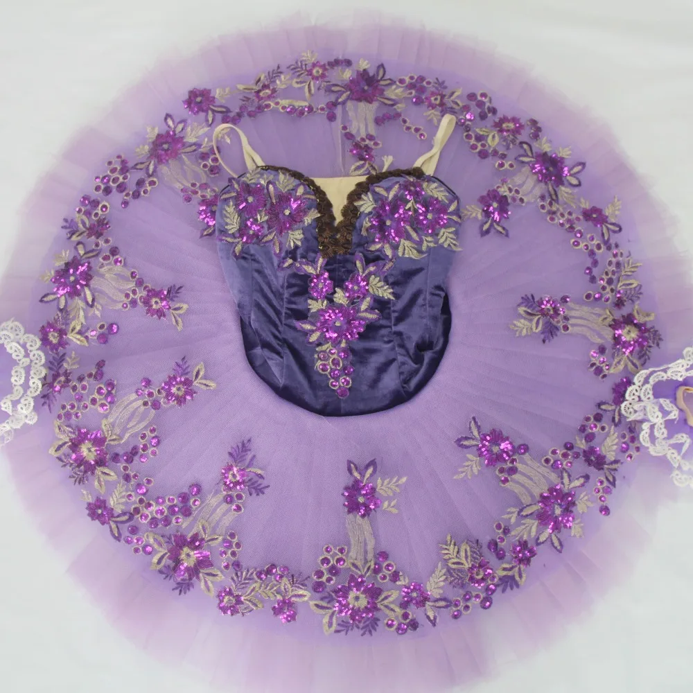 Взрослый/ребенок Размеры индивидуальный заказ профессиональный Балетные костюмы пачки фиолетовый цвет юбка-пачка для производительности театральные костюмы