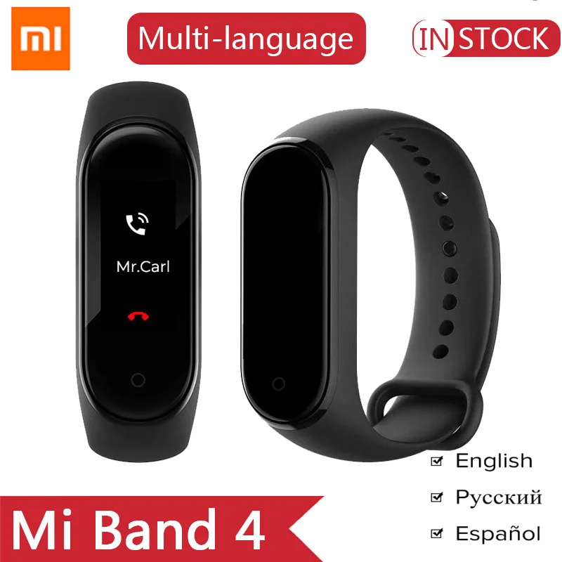 English/Spanish/Russian Xiaomi Mi Band 4 Music Smart Miband 4 Bracelet Heart Rate Fitness 135mAh Color screen Bluetooth 5.0