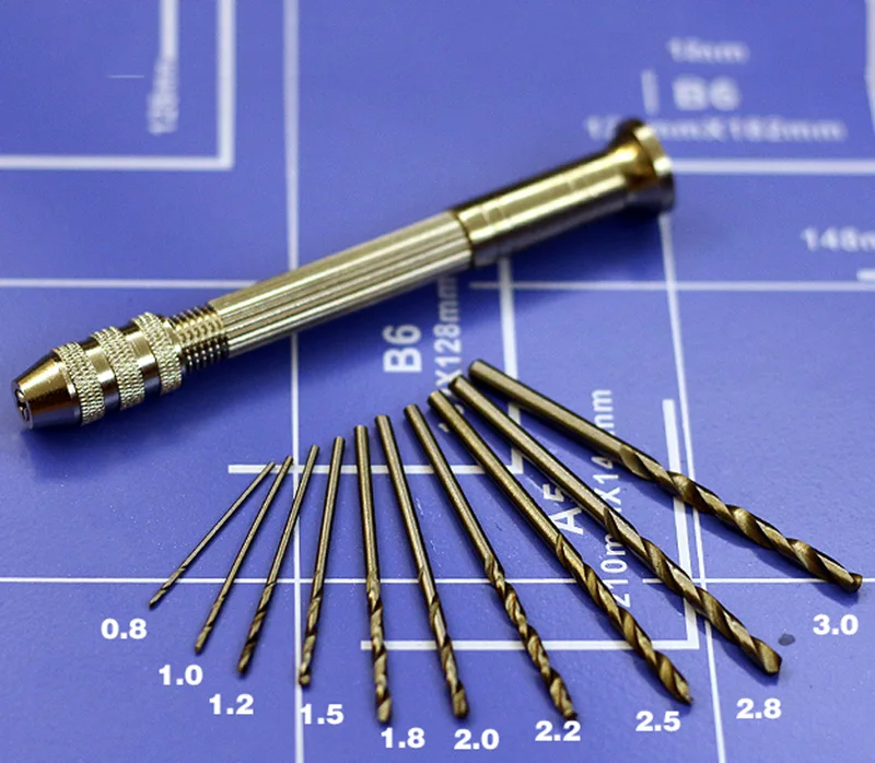 

Military Model Modification Drilling Tool Stainless Steel Precision Hand Drilling 10 Bits Clamping diameter 0.5-2.5mm