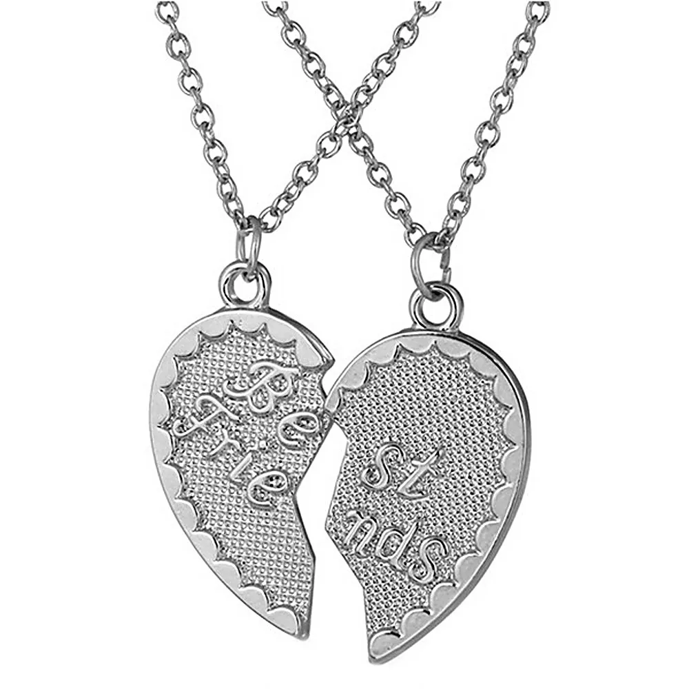 Buy Split Heart Best Friends Heart Necklaces Set Best