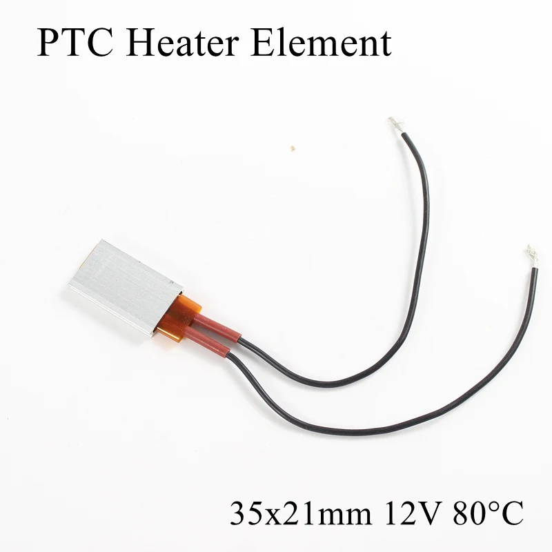 35x21 мм 12 В 80 градусов Цельсия Алюминиевый PTC нагревательный элемент постоянный термостат термистор Датчик нагрева воздуха с оболочкой 35*21 мм