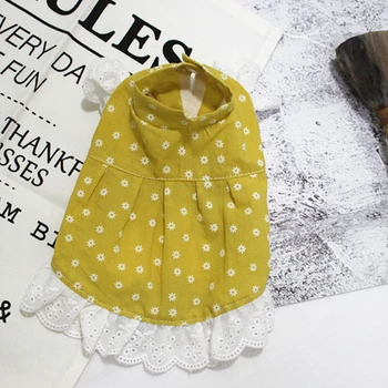 

Dog summer dress pet cat cloth Teddy bomebi panda vest skirt cat spring and autumn wave point skirt girl dog clothes harness