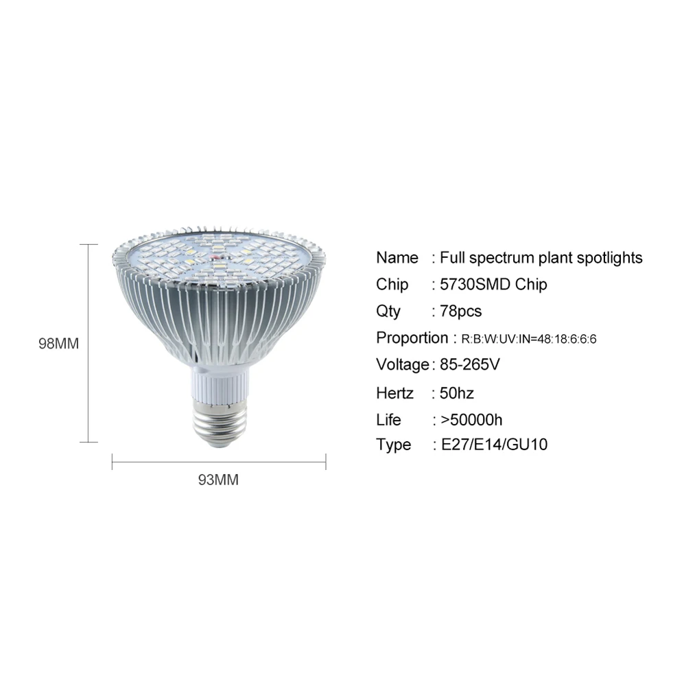Полный спектр E27 ампулы светодиодный светильник для выращивания 21 28 35 40 78 144 светодиодный s Фито лампа для растений семена цветка Гидропоника - Испускаемый цвет: 78 LEDs