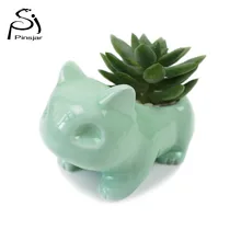 Kawaii Pokemon Ceramic Flowerpot Bulbasaur Planter Cute White / Green Succulent Plants Flower Pot With Hole Cute Free Shipping