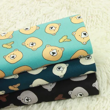 

half yard thicken 100% cotton fabric with cartoon bear head print, handmade DIY patchwork mouth gold package bag tissue A971