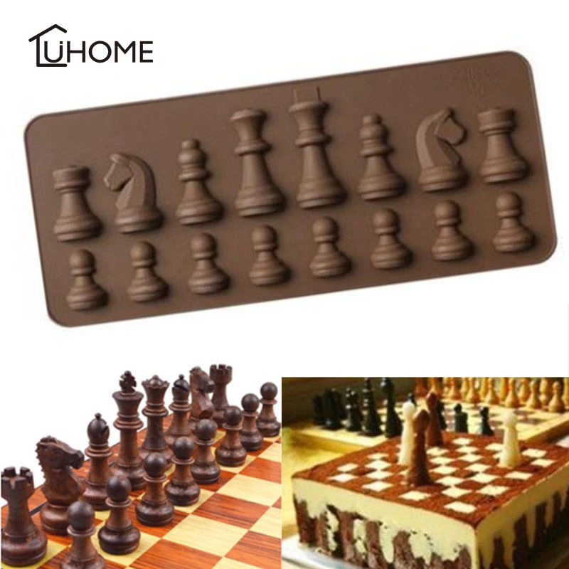 

International Chess King Queen Knight Rook Pawn Bishop Single-Sided Fondant Cake Chocolate Molds for Baking Decorating Tools