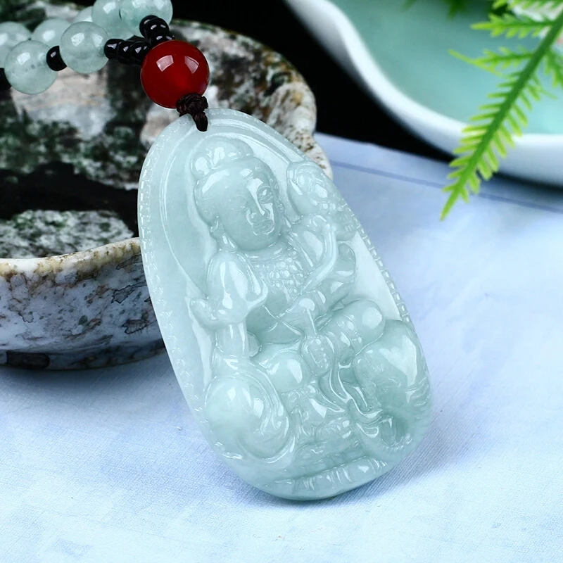 Натуральный жадеид Patron ST samantabhadra bodhisattva Зодиак дракон змея защитное ожерелье кулон отправить сертификат