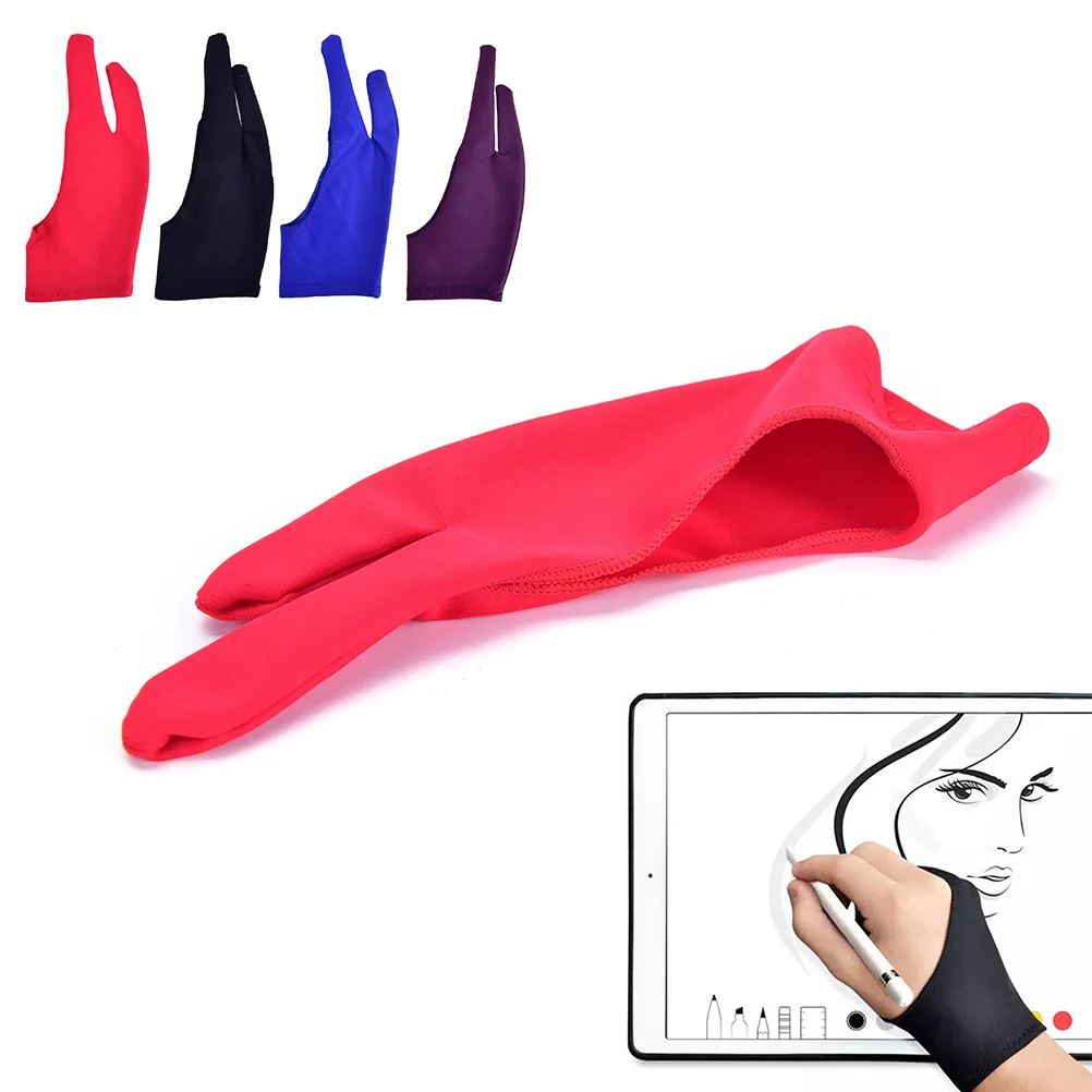 2 finger black artist drawing glove anti-fouling for right and left hand for any Graphics drawing Tablet