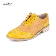 Всесезонные популярные фирменные дизайнерские винтажные Туфли-оксфорды из натуральной лакированной кожи черного цвета; женские туфли на плоской подошве в стиле Дерби из воловьей кожи; 6 цветов