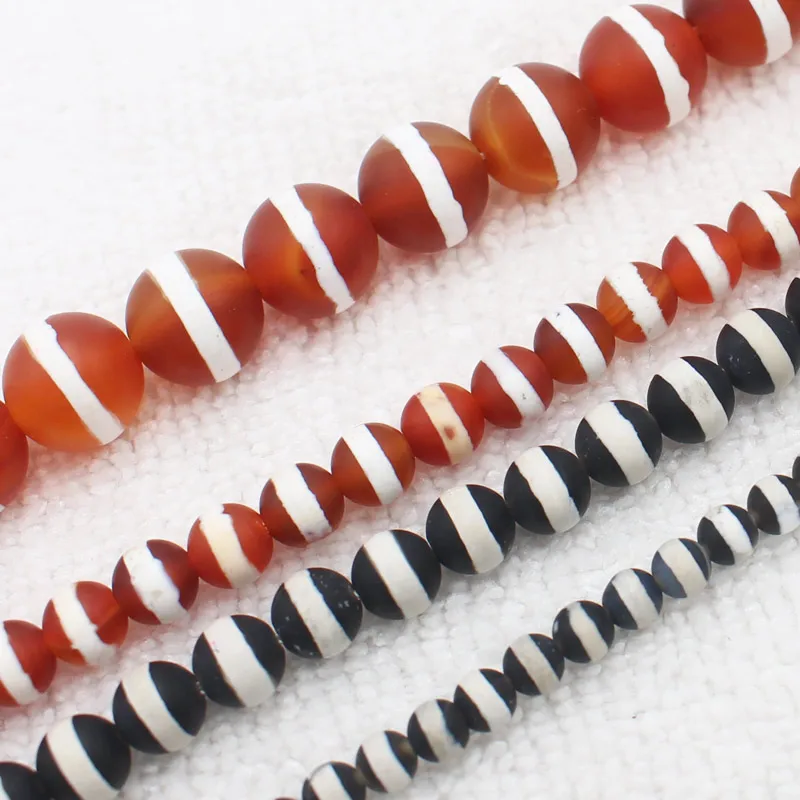 

Wholesale Frost 4,6,10mm White Stripe Fire agates Round Loose Beads 14.5"For DIYJewelry making! Mixed wholesale for all items !