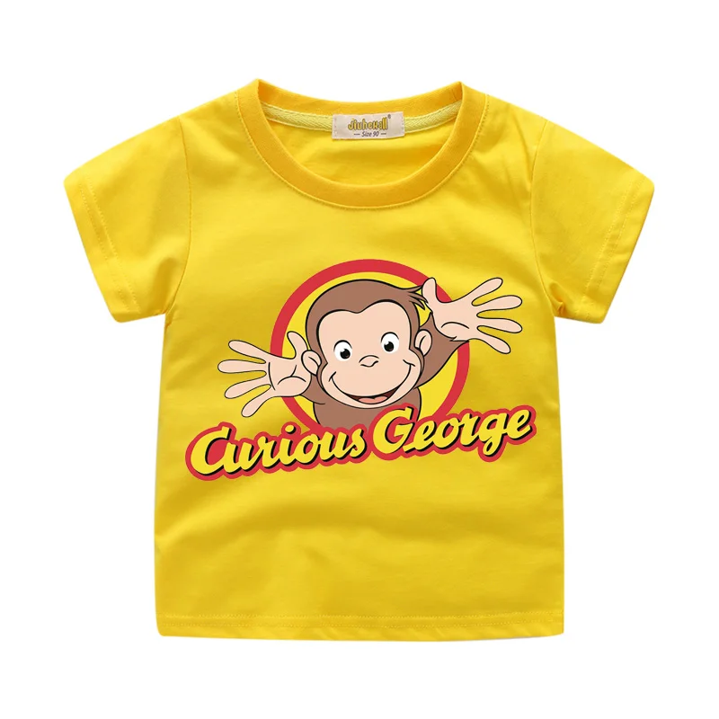 Детская футболка с 3D принтом в виде забавного Джорджа и обезьяны; Одежда для мальчиков и девочек; Летние Короткие футболки; одежда; детская футболка; WJ050