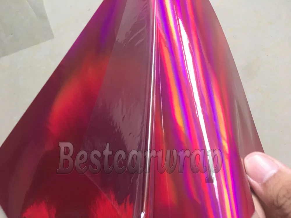 rose pink holographic chrome laser car wrapping film hologram chrome wrap foil 3M (5)