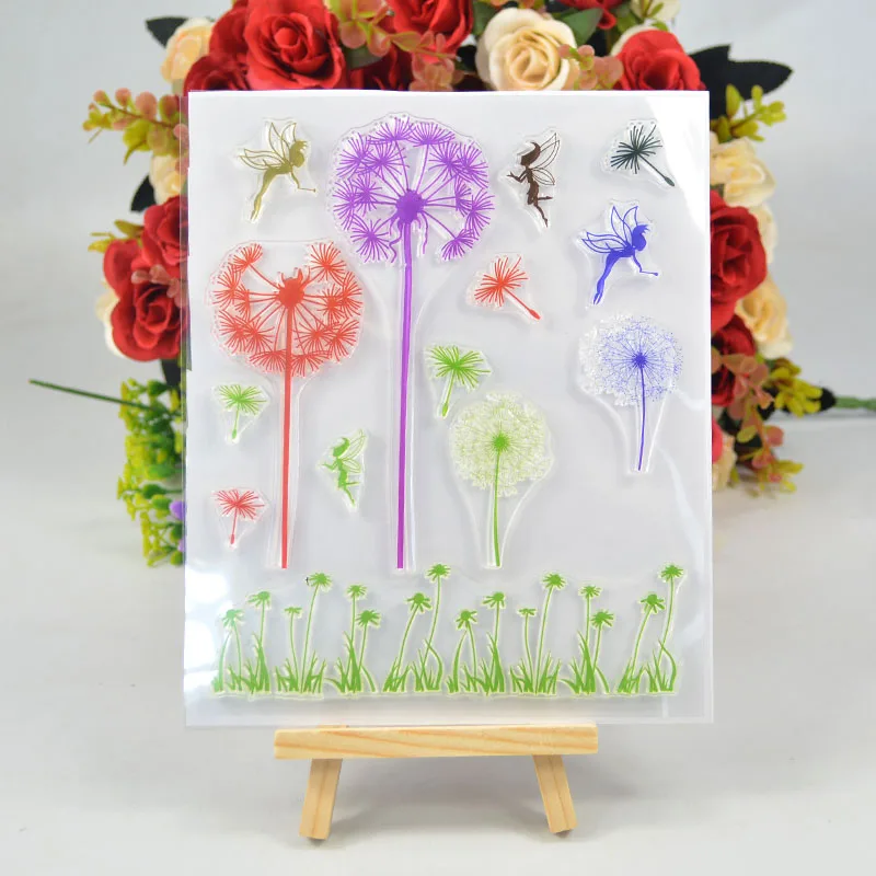 

Dandelion with fairies Transparent clear stamp rubber seal for DIY Scrapbooking/Card making/photo Album decoration