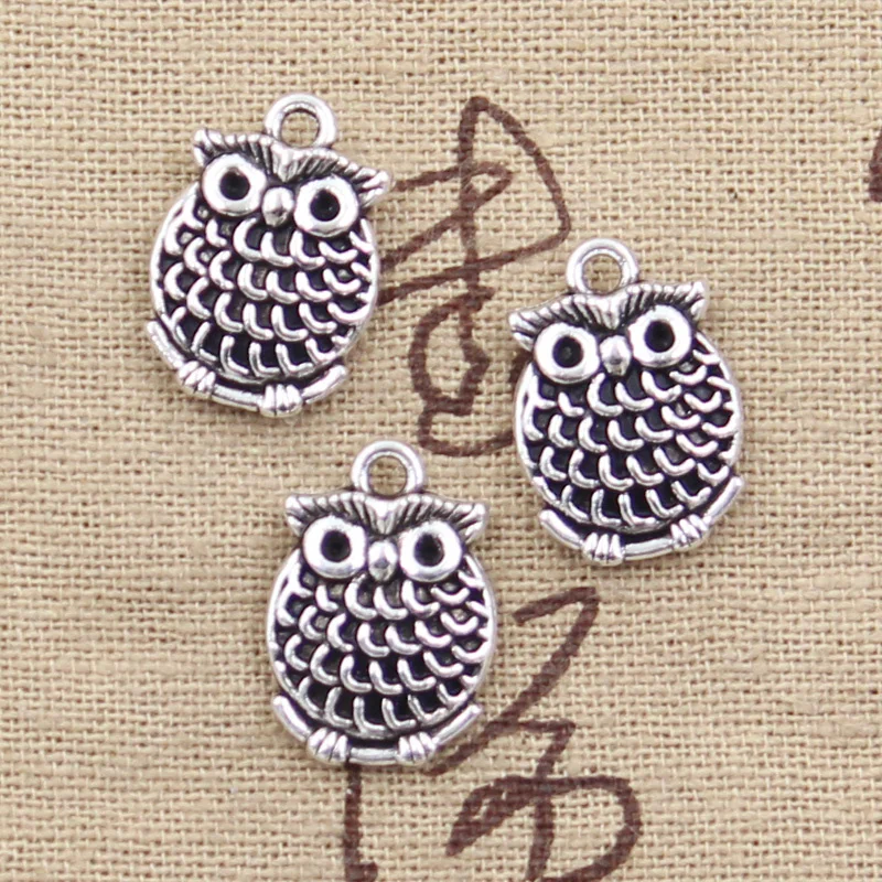 

10pcs Charms double sided lovely owl 18x13mm Antique Silver Plated Pendants Making DIY Handmade Tibetan Silver Jewelry