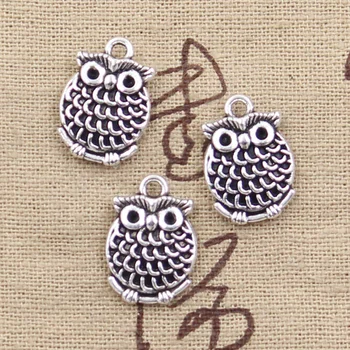 

12pcs Charms Double Sided Lovely Owl 18x13mm Antique Silver Color Pendants Making DIY Handmade Tibetan Silver Color Jewelry