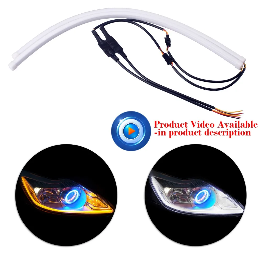 2pcs 45cm DRL Flexible Car LED Tube Daytime Running Light Strip Auto