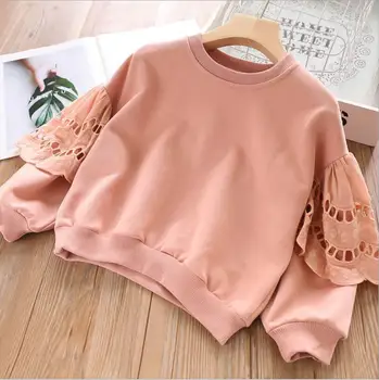 

girls cotton Hollow out tops 2019 autumn kids Long sleeve T-shirt fashion leisure Girls clothes wholesale