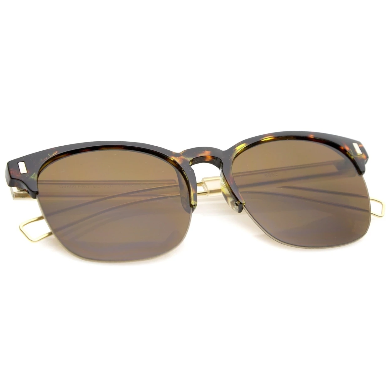 Semi Rimless Wire Hook Temples Square Lens Horn Rimmed Sunglasses 56mm (3)