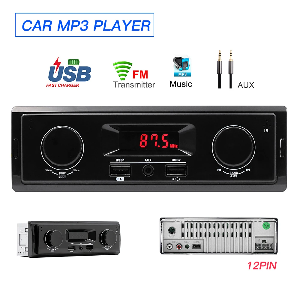 Car Radio Auto Audio Stereo 12V Support FM Aux 1 Din Receiver USB MP3 AutoRadio Player No Bluetooth Remote Control | Автомобили и