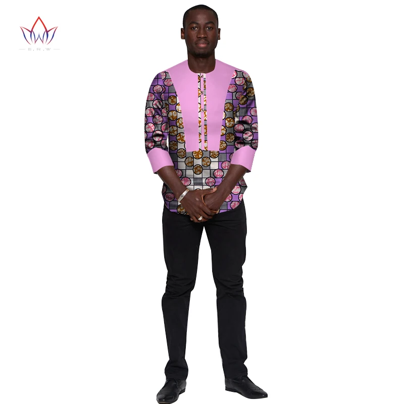 Для мужчин рубашка летние африканские традиционные три четверти рукав африканская одежда Дашики Pachwork ткань Свадебные WYN418