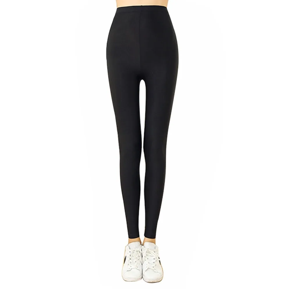 

2019 Summer Women High Stretch Black Sport Leggings High Waist Soft Solid Leggings